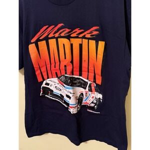 Vintage 90s Lee Mark Martin NASCAR T Shirt Blue Size XL